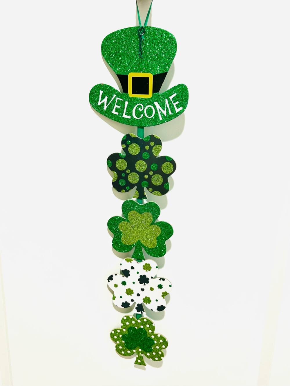 Irish St Patrick’s Day Lucky shamrock hanging front door sign decor